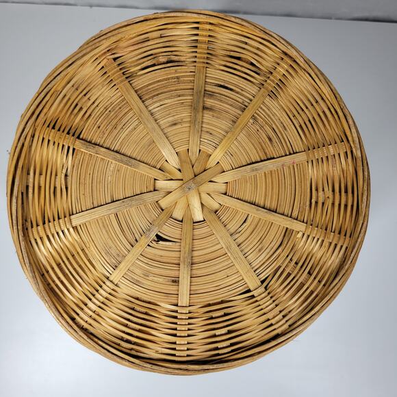 Vintage Wicker Basket 9" Tall Handmade Woven Rattan Bamboo Boho Rustic Decor - Picture 8 of 16